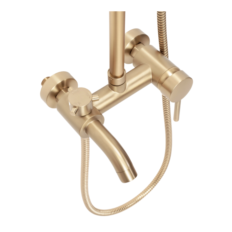 Coloana Dus Premium Gold Brush Efect Ploaie 3 Functii Baterie Monocomanda Perete - detaliu produs