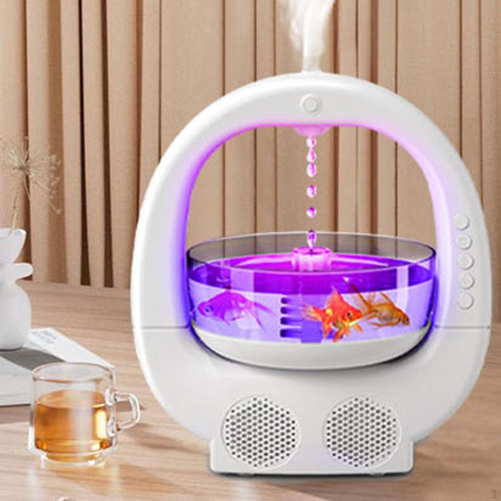 Umidificator cu Bol Decorativ, Boxa Bluetooth si Iluminare RGB, 700 ml, dimensiuni 23 x 25.6 x 16.2 cm, din ABS, alb