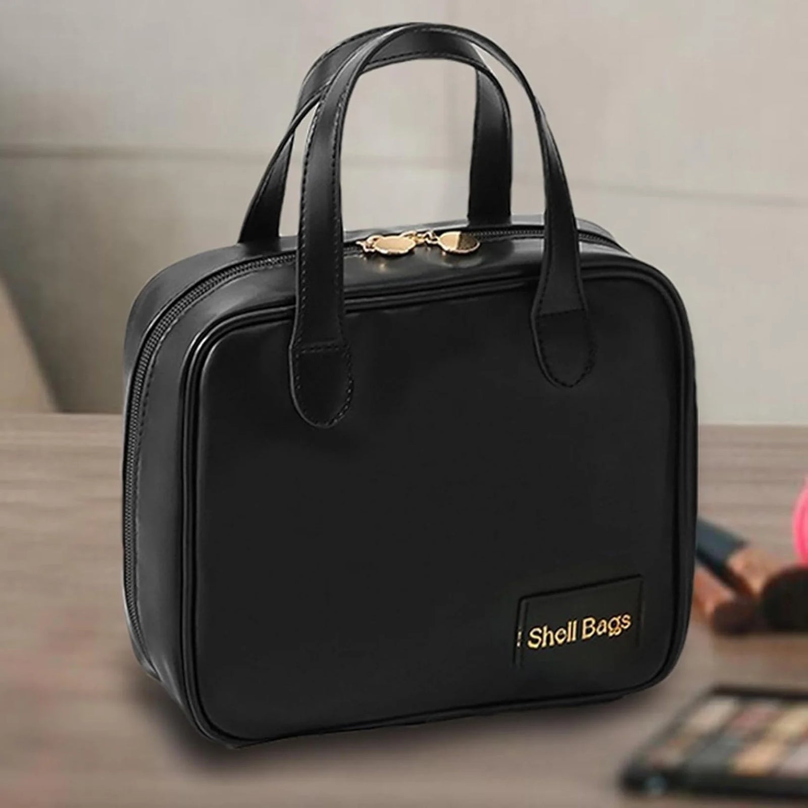 Geanta de Machiaj Portabila din Piele Ecologica, 21x19x8cm