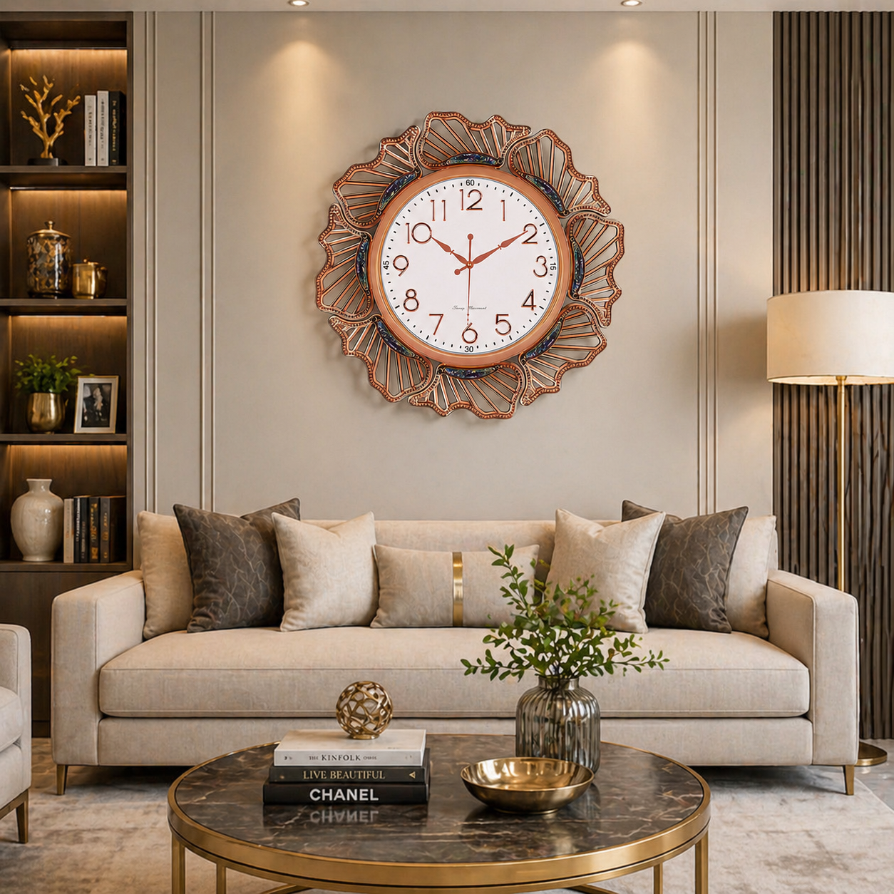 Ceas de perete modern decorativ 57 cm design elegant cu cadran mare silentios