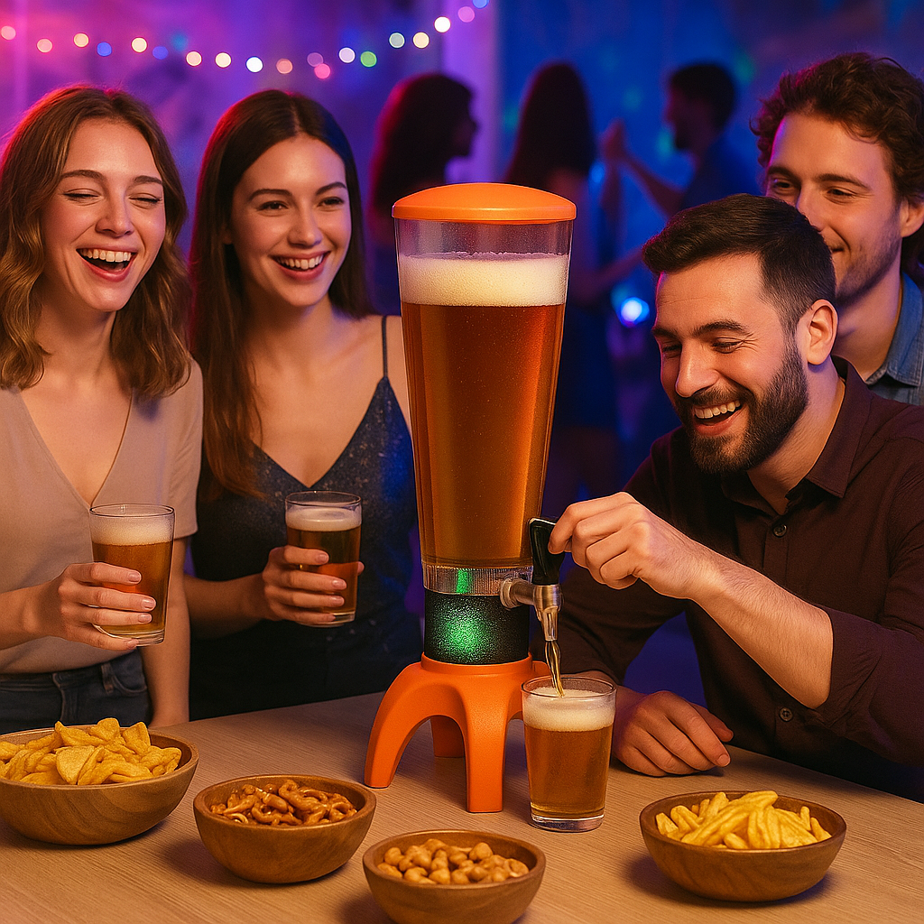 Dozator de bere cu Boxa Bluetooth, lumina LED RGB si Rezervor 3L