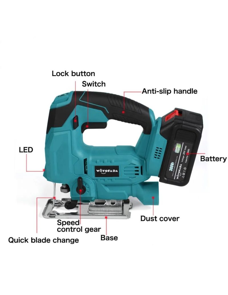 Fierastrau Pendular, Soricel Electric cu 2 Acumulatori 48v, 2 Panze Si Variator Turatie 3200 RPM