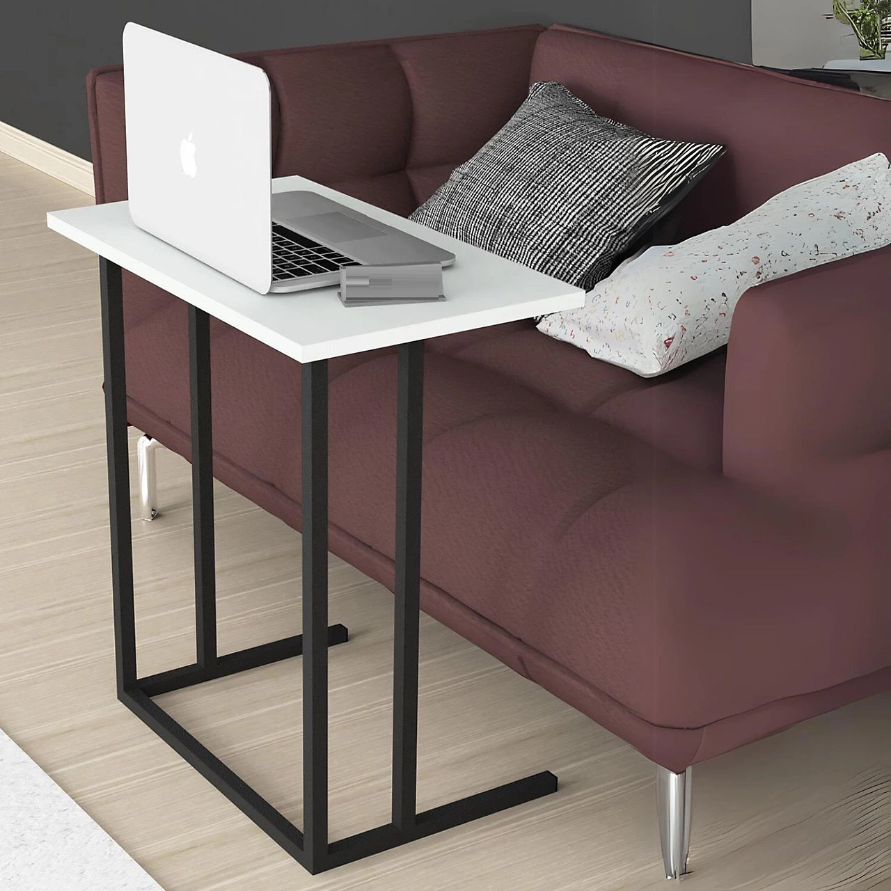 Masa cu picior metalic pentru laptop - mic dejun, 60x34.5x65.5 cm