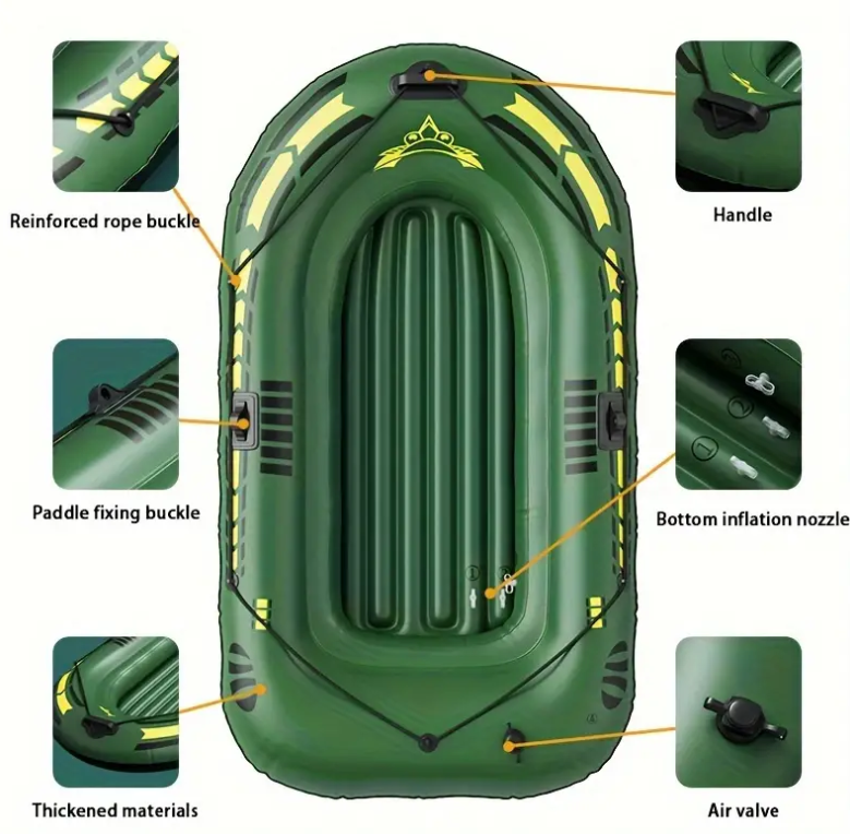 Barca gonflabila pentru pescuit, 300kg, 230 X 130 cm, 2 persoane, 2 vasle + pompa