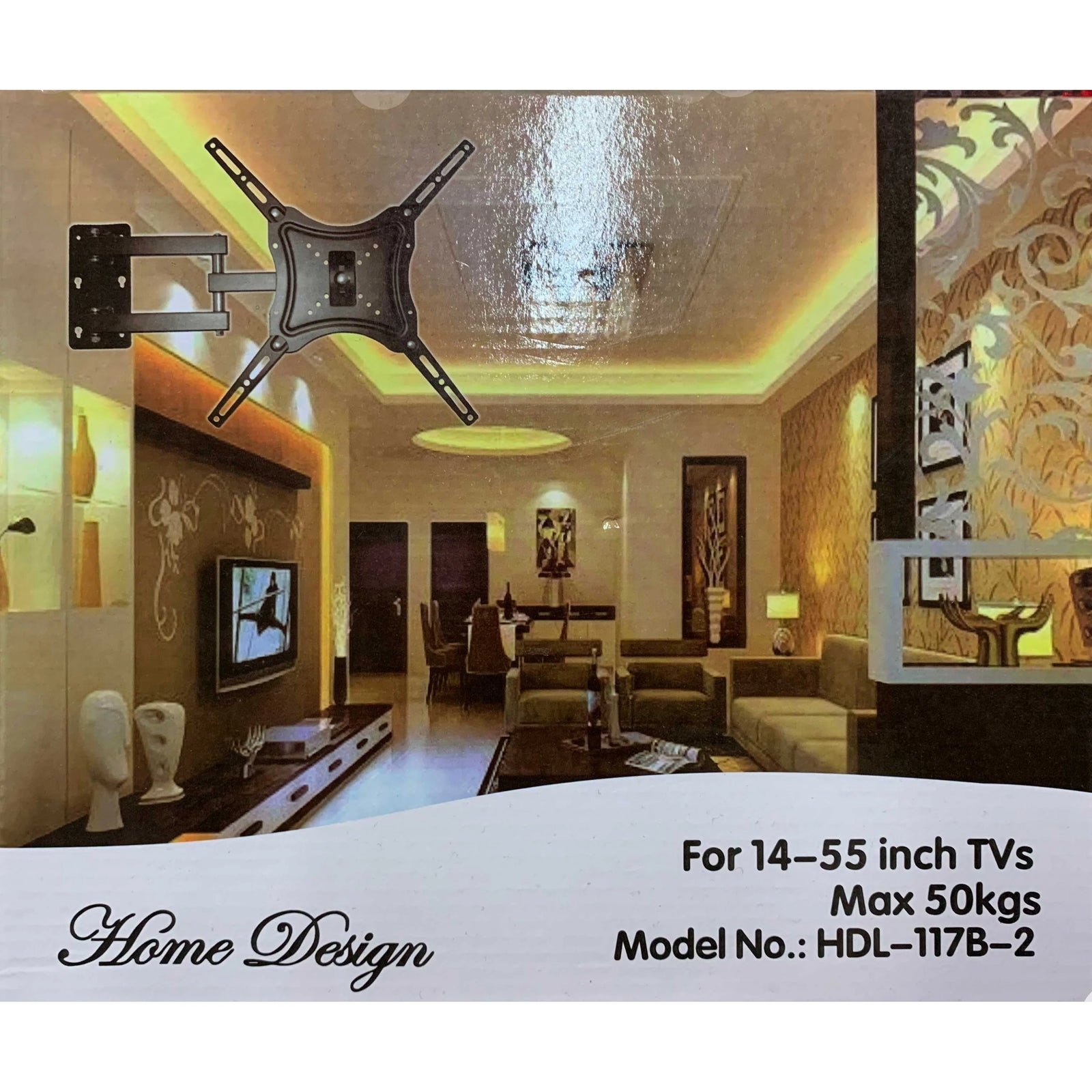 Suport TV mobil universal, cu 2 brate mobile, De la 14" la 55"(36 – 140 cm), Max 50Kg, Negru