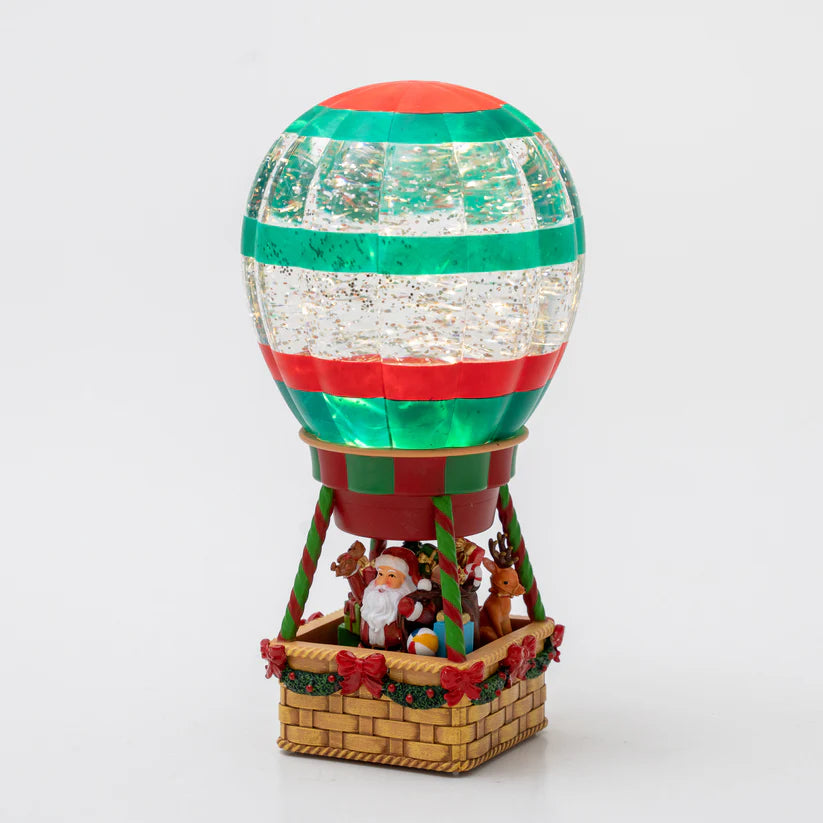 Decoratiune Craciun luminoasa cu balon cu aer cald si Mos Craciun 13 x 13 x 25.5 cm