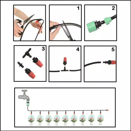 Sistem de Irigatie pentru gazon, gradina si terasa cu perdea de apa din plastic, duze ajustabile, 10m