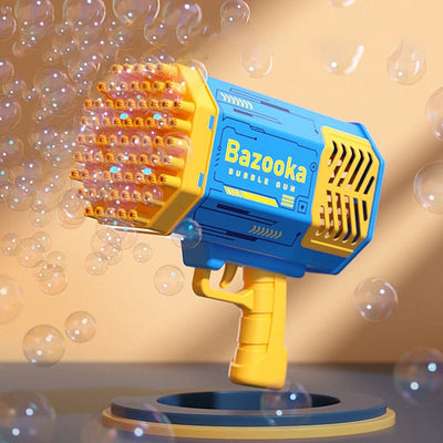 Pistol-mitraliera electric pentru baloane de sapun, 69 orificii, Bazooka Bubble Gun, incarcare USB