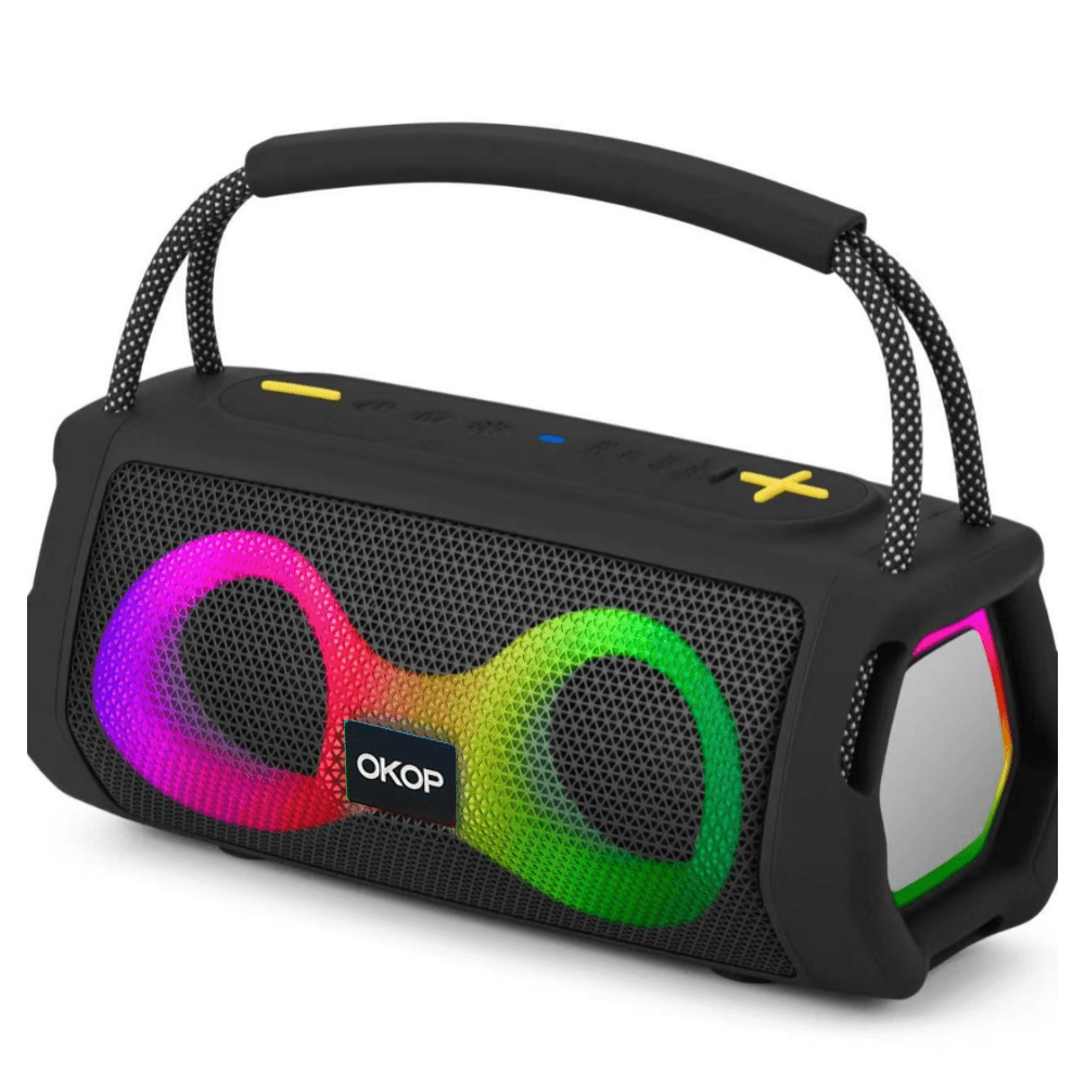 Boxa Portabila Bluetooth OKOP KP-812 cu iluminare LED RGB si Maner