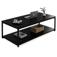 Masuta de cafea cu raft de depozitare, stil italian, 110x60x43cm, blat MDF si cadru metalic - imagine 3
