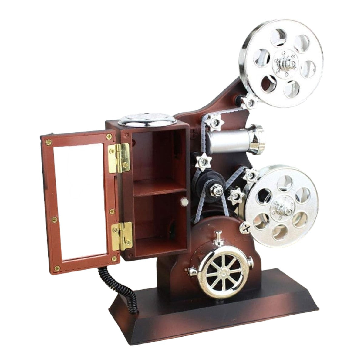 Cutie muzicala retro tip proiector de film, 20x6x16 plastic, maro