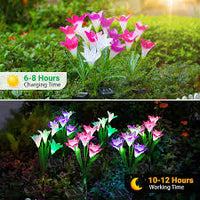 Set 2 lampi solare tip crin 75 cm pentru gradina iluminare decorativa exterior - imagine 6
