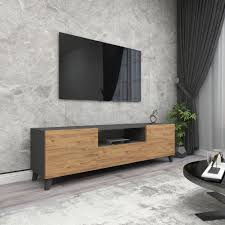 Comoda TV living 60 x 31,8 x 44,8 cm cm, 2 usi rabatabile soft-close, PAL melaminat 18 mm clasa E1, stil scandinav