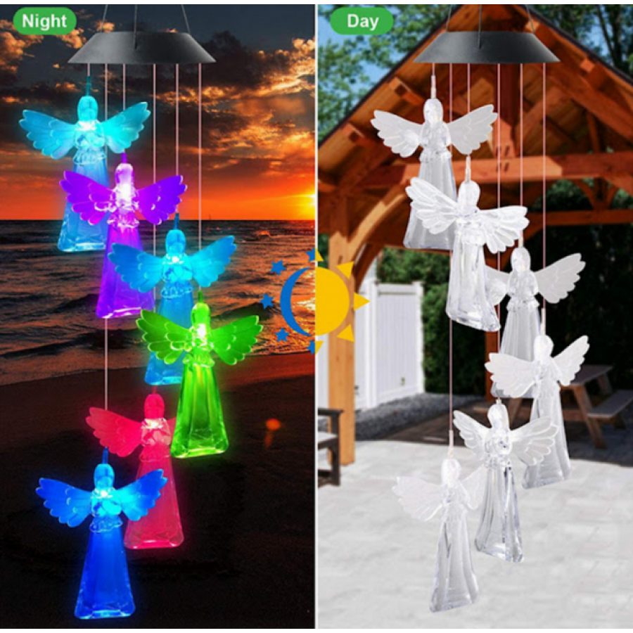 Ghirlanda solara decorativa ingerasi cu lumini LED multicolore si senzor de lumina IP55