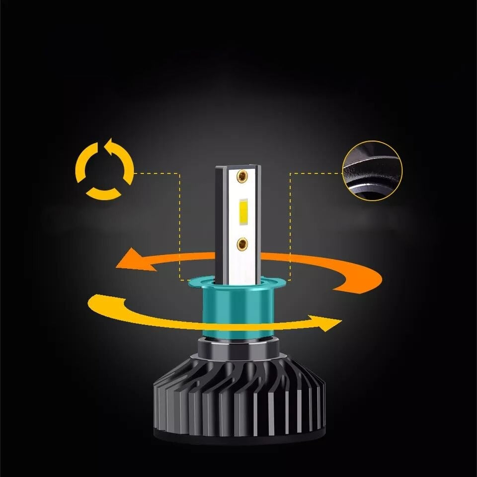 Set 2 becuri LED H7 100W, 9V-32V, F2 COB, ventilator slim, canbus, 6000K