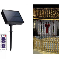 Instalatie Craciun 13 metri turturi, franjuri inegali cu 300 LED-uri, alimentare solara - imagine 5