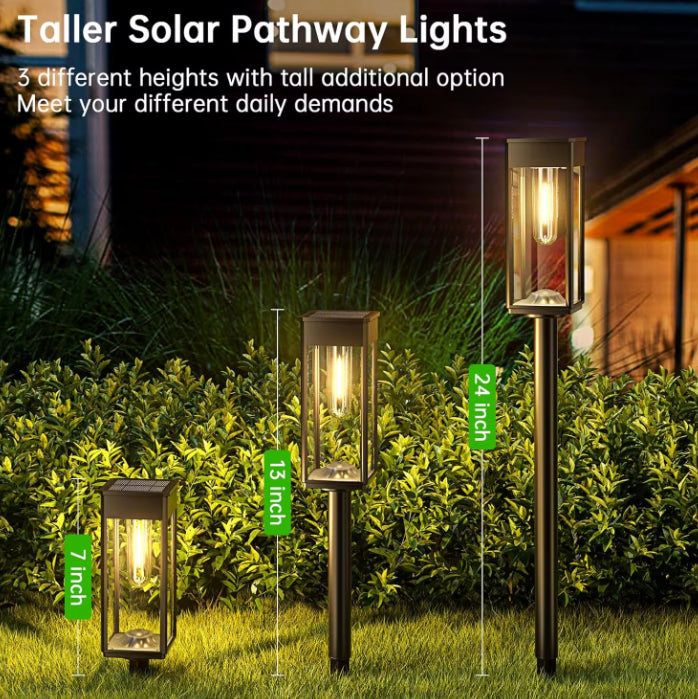 Lampi solare de exterior pentru gradina, 4 bucati, sensor lumina pornit/oprit, rezistent la ploaie/vant/ninsoare, 2200 mah, 8-10 ore de functionare