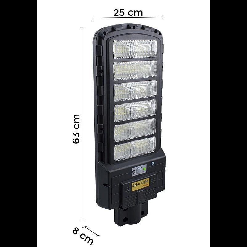 Lampa Solara Stradala, Dreptunghiulara 600W cu 12 Celule Telecomanda si Suport Metalic, Lumina Puternica
