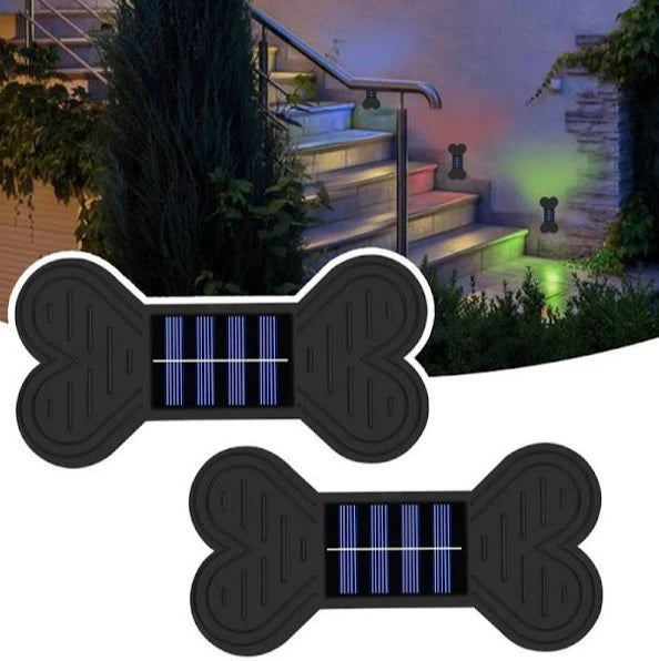 Set 2 Lampi Solare LED pentru perete,cu design decorativ in forma de os, lumina calda, ABS, pentru gradina