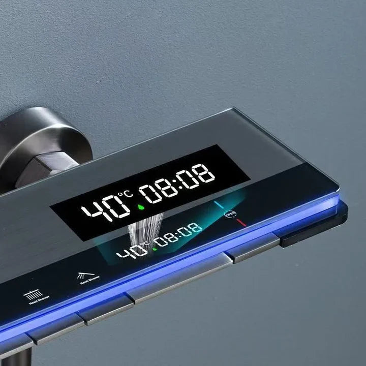 Set de Dus Cu Afisaj Digital Si Functie Termostatica, Afisaj Digital, Lumina LED Ambientala, 4 Moduri de Pulverizare
