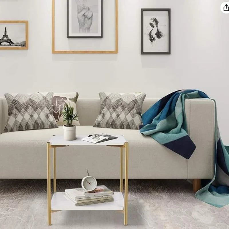 Masuta patrata cu 2 niveluri pentru depozitare, design modern si compact, 40 x 40 x 42 cm