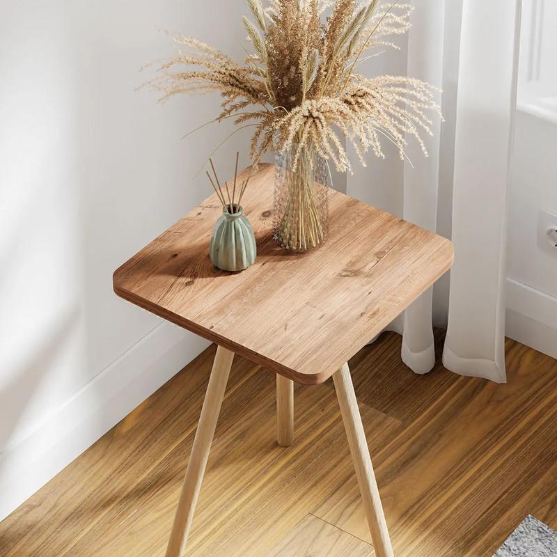 Masuta decorativa cu picioare din lemn, 34 x 34 cm, stil nordic