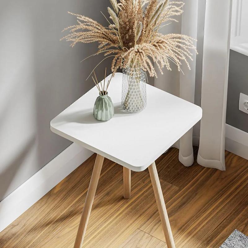Masuta decorativa cu picioare din lemn, 34 x 34 cm, stil nordic