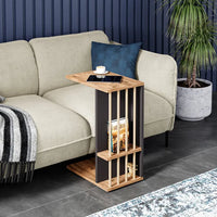 Masuta laterala cu roti, tip C, compacta, stil scandinav, 64 x 44 x 28,7 cm - imagine 3
