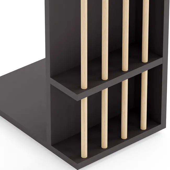 Masuta laterala cu roti, tip C, compacta, stil scandinav, 64 x 44 x 28,7 cm