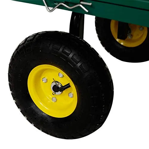 Cărucior pentru grădină, Heavy Duty, 4 Roți, pereți rabatabili, capacitate 550 kg