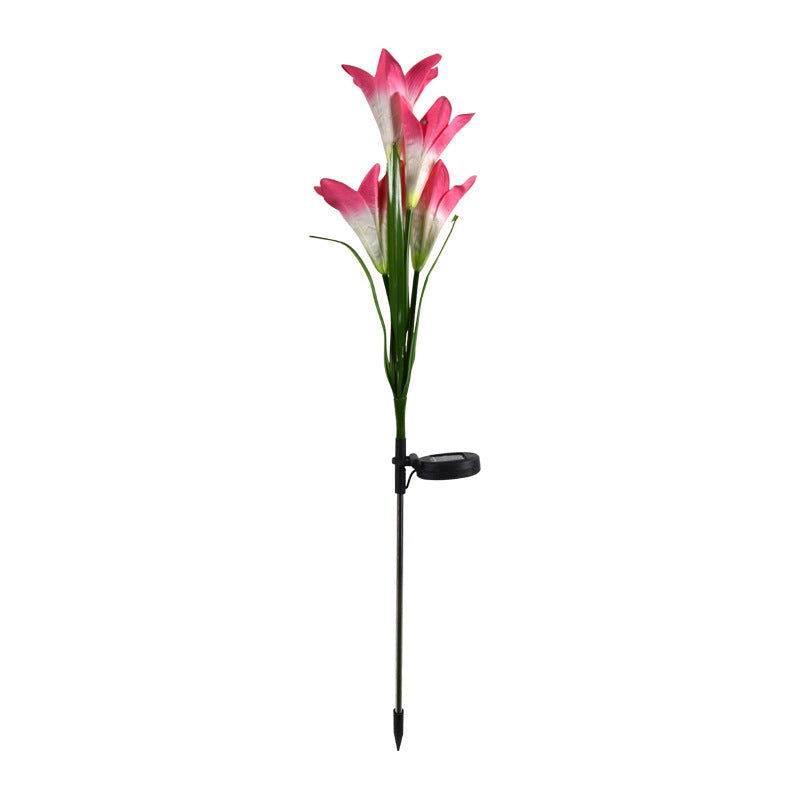 Set 2 lampi solare tip crin 75 cm pentru gradina iluminare decorativa exterior