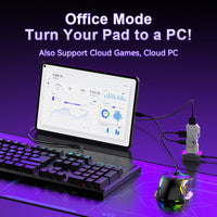 Set Gaming telefon complet 5 in 1 cu tastatura Iluminata RGB, emulator jocuri telefon, mouse gaming, suport telefon Inclus, mouse pad Inclus, Wireless, cu inteligent Spray control, compatibil Android