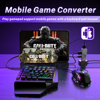 Set Gaming telefon complet 5 in 1 cu tastatura Iluminata RGB, emulator jocuri telefon, mouse gaming, suport telefon Inclus, mouse pad Inclus, Wireless, cu inteligent Spray control, compatibil Android
