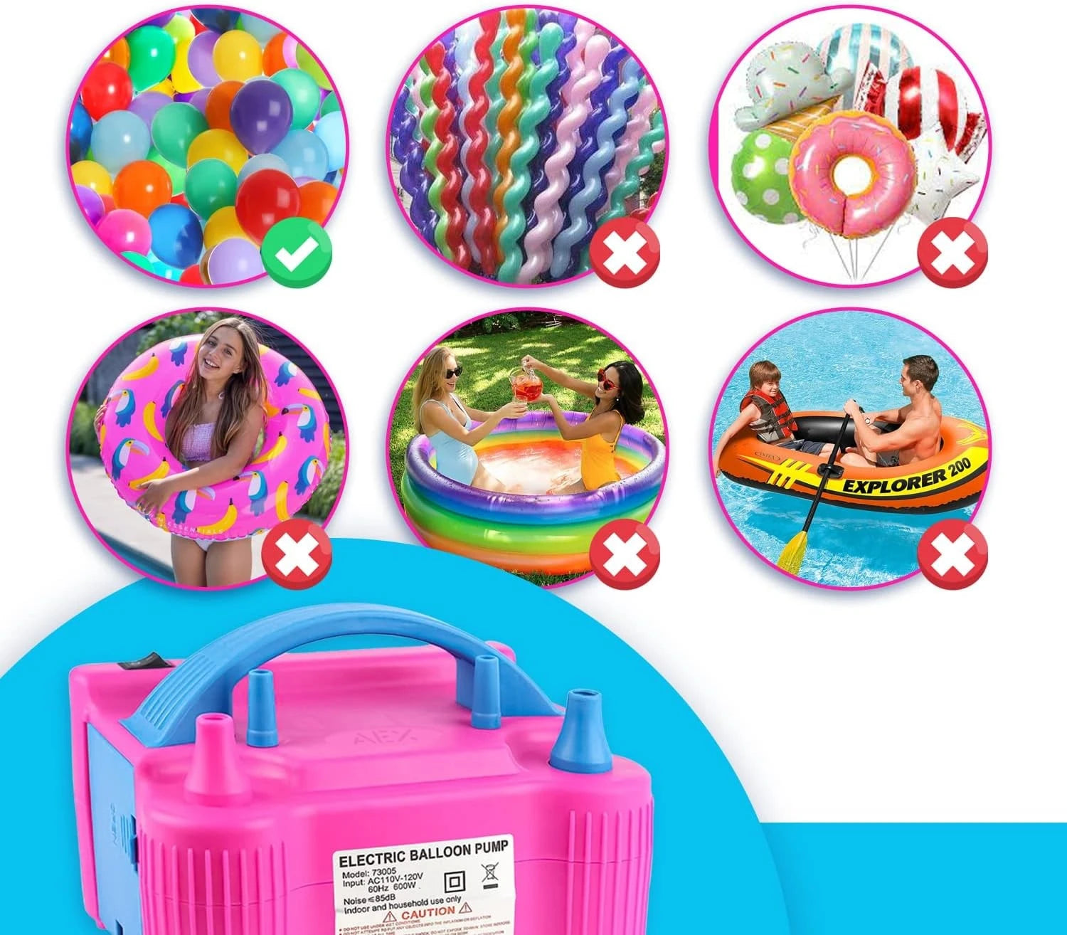 Pompa Electrică pentru Umflat Baloane – 600W, cu 2 Orificii și Mod Automat/Manual