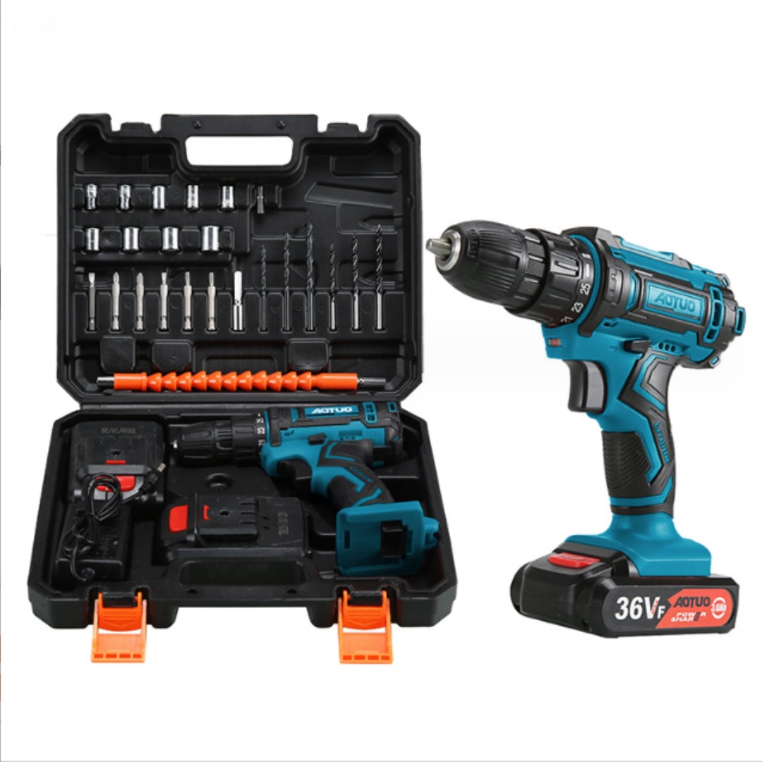 Trusa Bormasina 36V, cu 2 acumulatori si incarcator, mandrina metalica + Accesorii