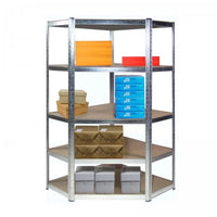 Raft metalic de colt, cu 5 polite, cadru otel galvanizat, polita MDF, 175 Kg/polita, 180x90x40 cm - imagine 3