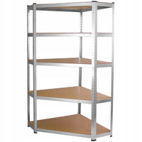 Raft metalic de colt, cu 5 polite, cadru otel galvanizat, polita MDF, 175 Kg/polita, 180x90x40 cm - imagine 2