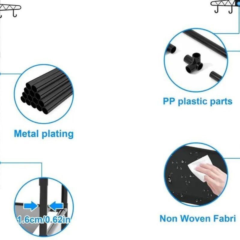 Raft multifuncțional cu 4 niveluri de Pantofi si Haine, 55 x 170 x 36 cm