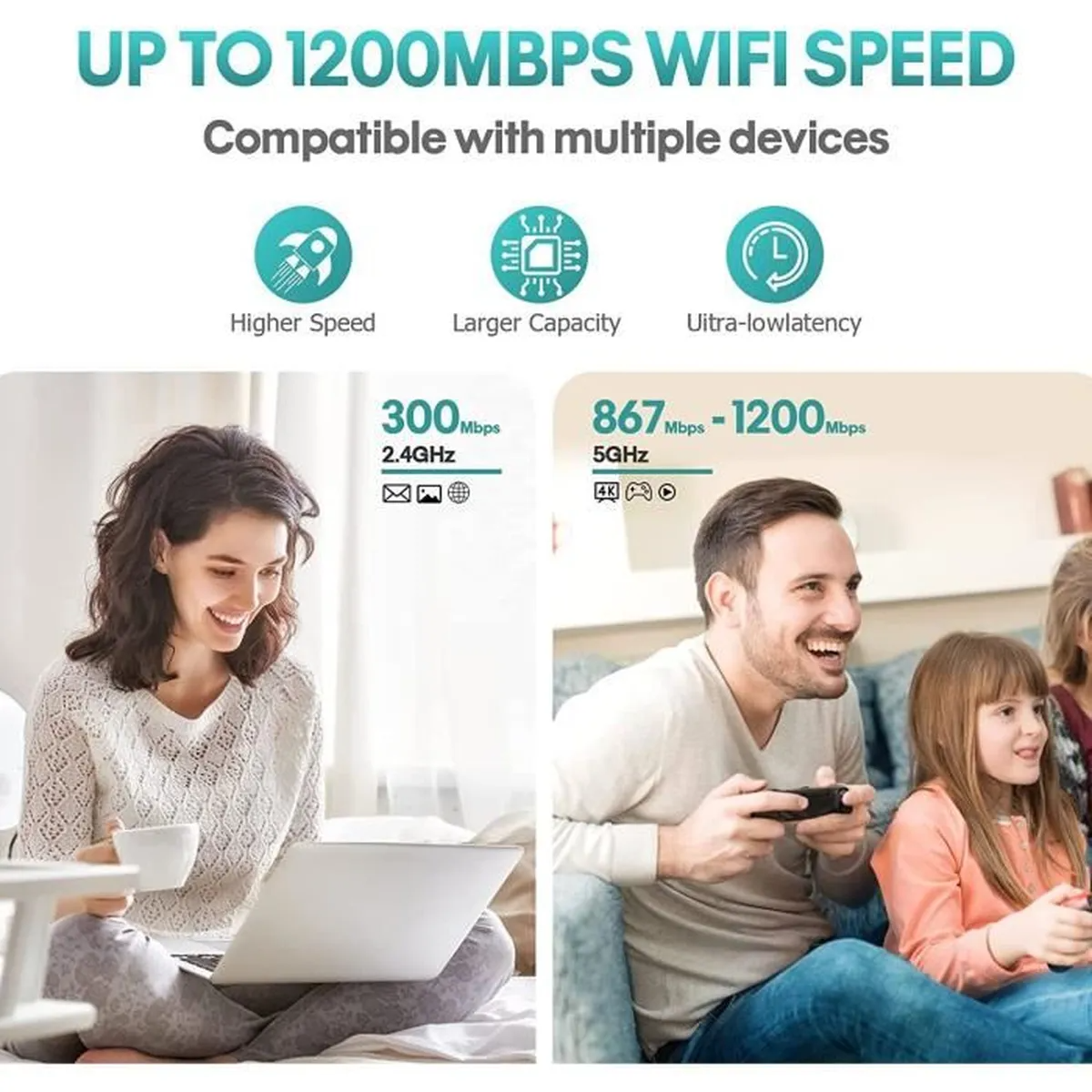 Amplificator retea, Router, WiFi Repeater, Booster, Extender, Dual Band, Gigabit, 1200MB