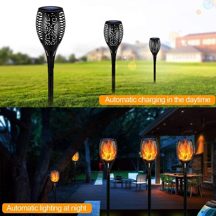 Lampa solara tip torta cu efect flacara, varianta 61cm - imagine 4
