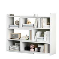 Biblioteca cu 6 compartimente, rotativa, cu lungime reglabila si extensibila, (60-120)×17×80cm, alb - imagine 3