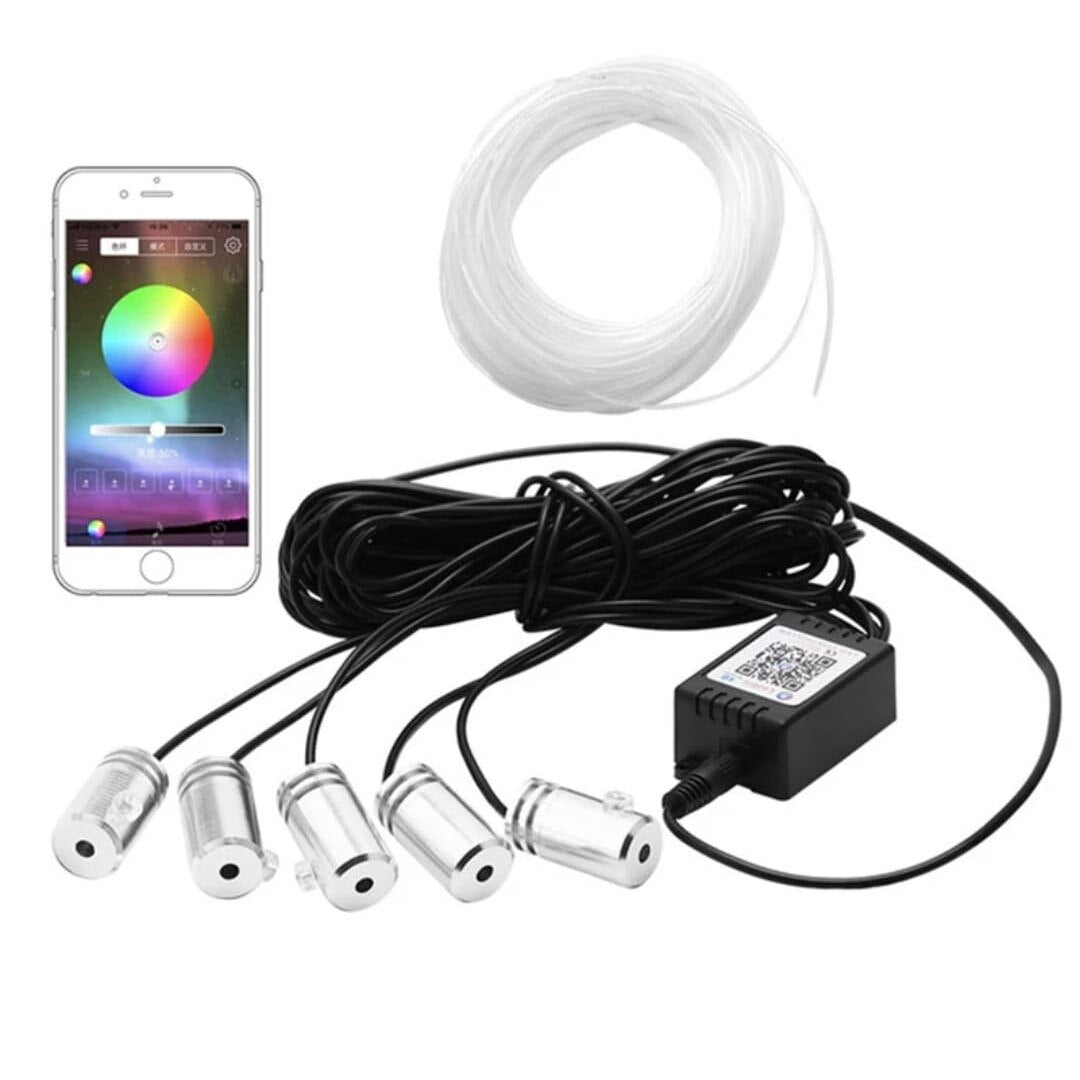 Kit Lumini ambientale LED RGB si aplicatie Bluetooth pentru control, 12V, sincronizare muzicala, 5 capete