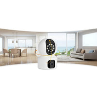 Camera dubla de supraveghere, 3MP, WiFi, Rotire 360°, HD, Senzor miscare, Alb/Negru - imagine 5