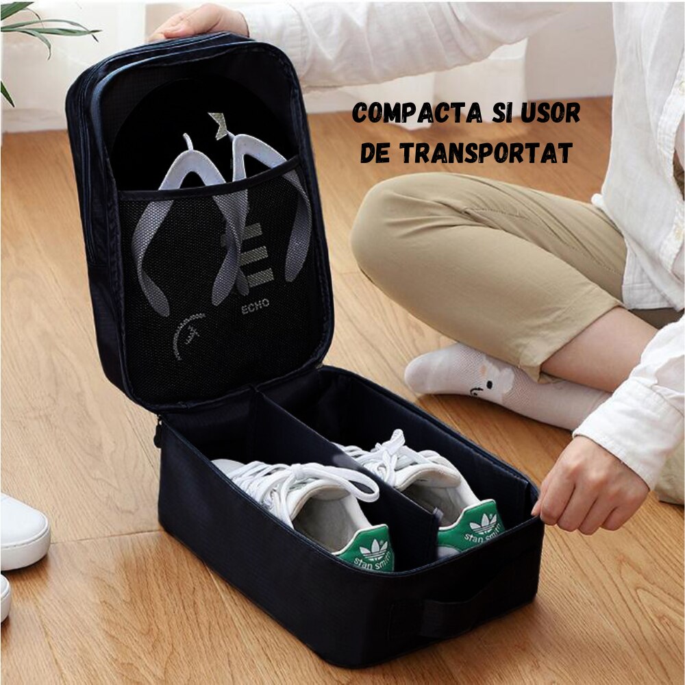 Geantă Organizatoare de Călătorie pentru Încălțăminte – 3 Compartimente, Material Impermeabil