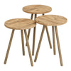 Set 3 masute decorative rotunde, cu picioare din lemn, stil scandinav, 3 inaltimi 41 / 45 / 49 cm