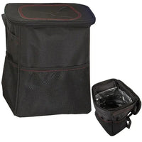 Cos de gunoi mini pentru masina, organizator cu capac, etans, negru, 26 x 23 x 16 cm - imagine 2