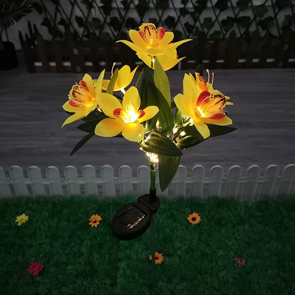 Set 2 lampi solare model Orhidee 70 cm pentru gradina iluminare decorativa exterior