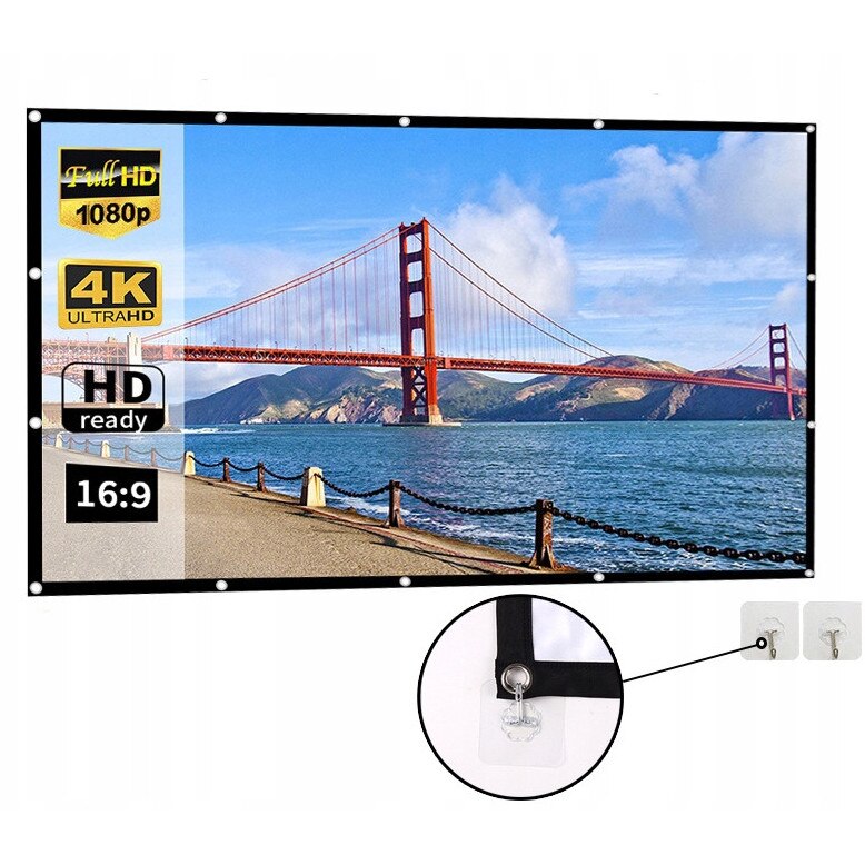 Ecran de proiectie portabil 120 inch, 16:9, 2.66 x 1.49 m, alb,