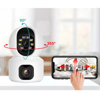 Camera dubla de supraveghere, 3MP, WiFi, Rotire 360°, HD, Senzor miscare, Alb/Negru - imagine 4