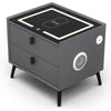 Noptiera Smart Multifunctionala, iluminare LED tactil cu 3 culori, incarcare wireless si USB, difuzor Bluetooth, 2 sertare